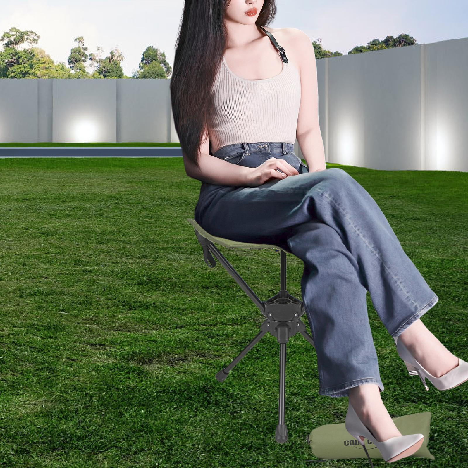 

Foldable And Rotating Tripod Stool for Camping Adults, Multifunctional Triangle Chair with