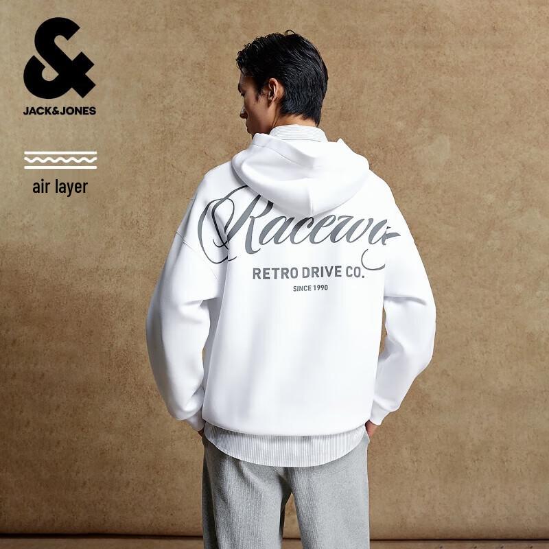 

JACK&JONES Men s Letter Print Loose Fit Hooded Sweatshirt 225333083 XL