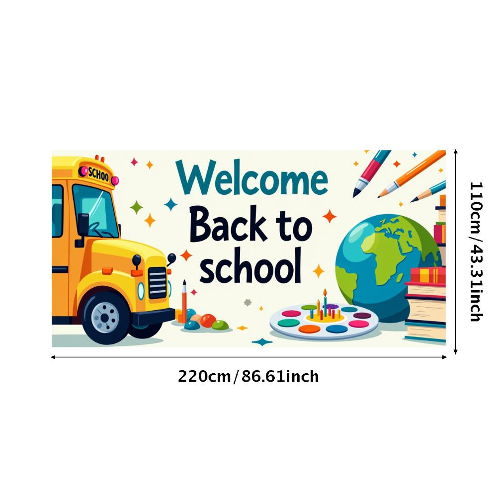 Welcome Back To School Banner Colorful School Bus Design Backdrop Decorations Classroom Events Party Supplies Photography Props