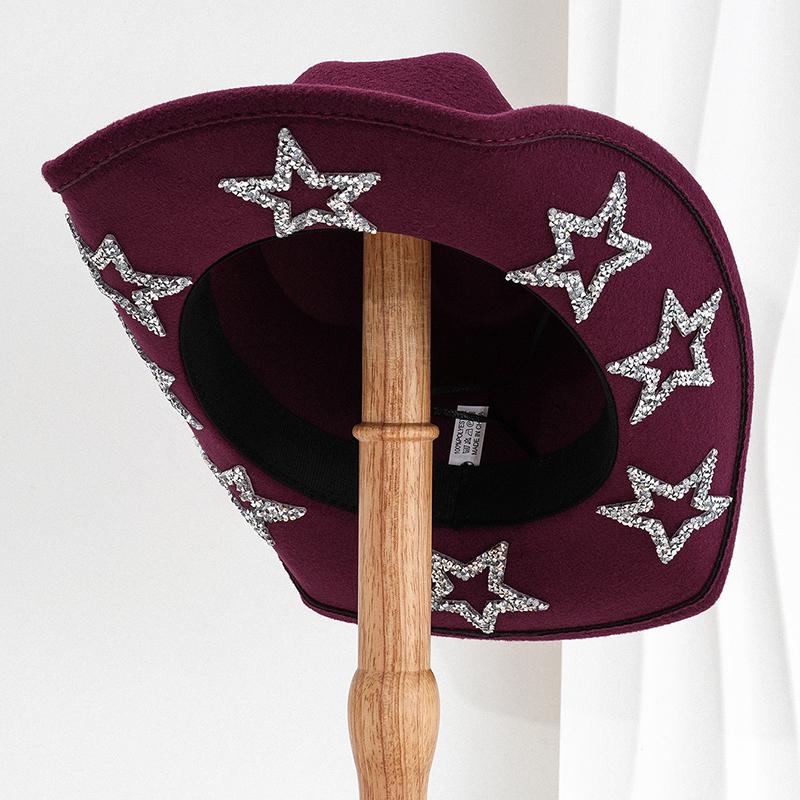 Rhinestone Star Western Hats Women Men 2026 Vintage Wide Brim Cowgirl Hat Woman Fashion Crystal Party Wedding Caps Ladies