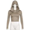 Hooded T-shirt Women's Slim Fit Long Sleeved Short Top