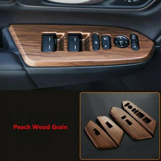 For Honda CR-V CRV 2017- Peach Wood Grain 4X Window Switch Panel Cover Trim