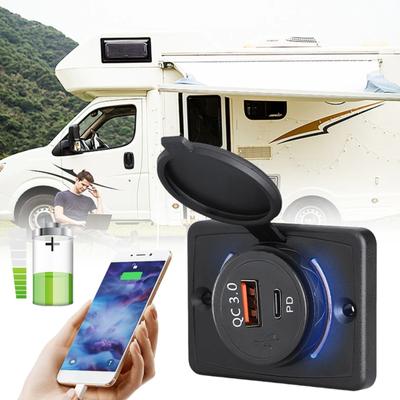 48W Autolader met Dubbele PD-Poorten Wandmontage USB Laadstation voor Telefoons Tablets Universele 12V-24V Snellaad Autoadapter voor Boot SUV ATV RV