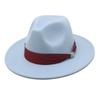 New Fashion Women Men Wide Brim Felt Jazz Fedora Hats Solid Color Party Trilby Wedding Hat Autumn Winter Hats 56-58-60CM