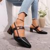 Fashion Comemore Elegant Pointed Toe Chunky Heel Sandals Women Summer High Heels Pumps Woman Fashion Thick Heeled Party Dress Sandalias