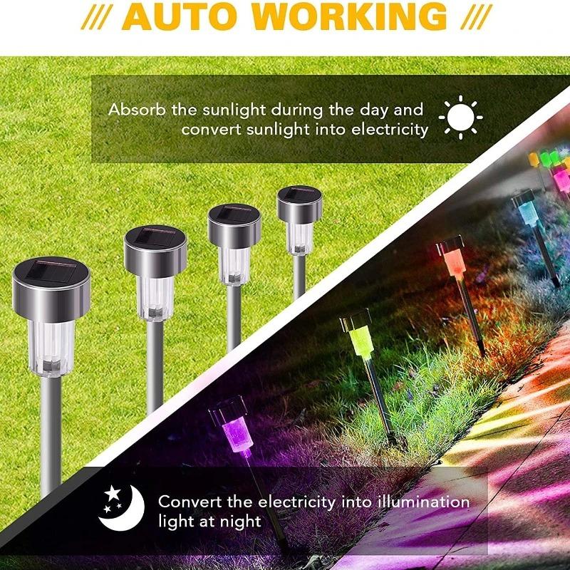 2/8/15PCS Stainless Steel Solar Garden Light Outdoor Solar Powered Lamp Lanter Waterproof Landscape Lighting Yard Lawn Decoration