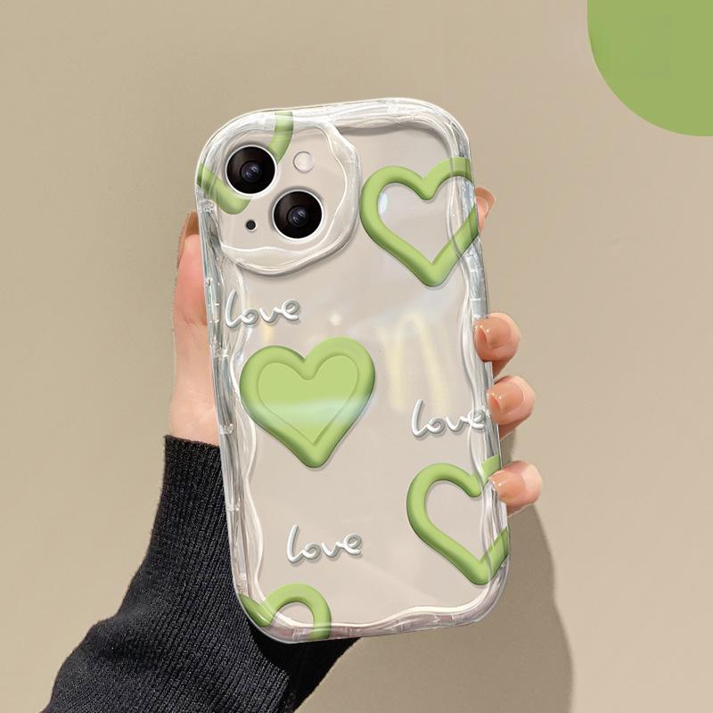 Green Love Suitable for Opporeno10/9/8 Mobile Phone Case R17/15 Transparent All-inclusive A97/93 Soft Shell Girls