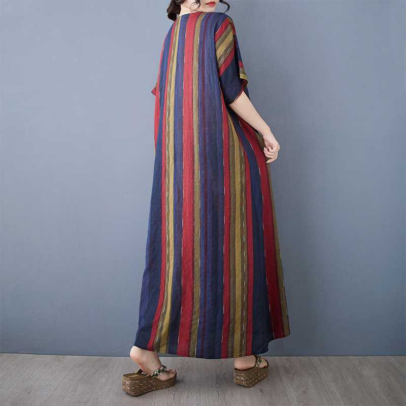Summer New Cotton and Linen Printed Loose and Simple Long Skirt for Women
