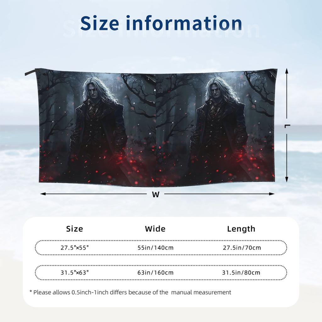 Alucard Vampire Game Beach Towel Soft Microfiber Quick Dry Absorbent Quick Towels For Mountain Climbing