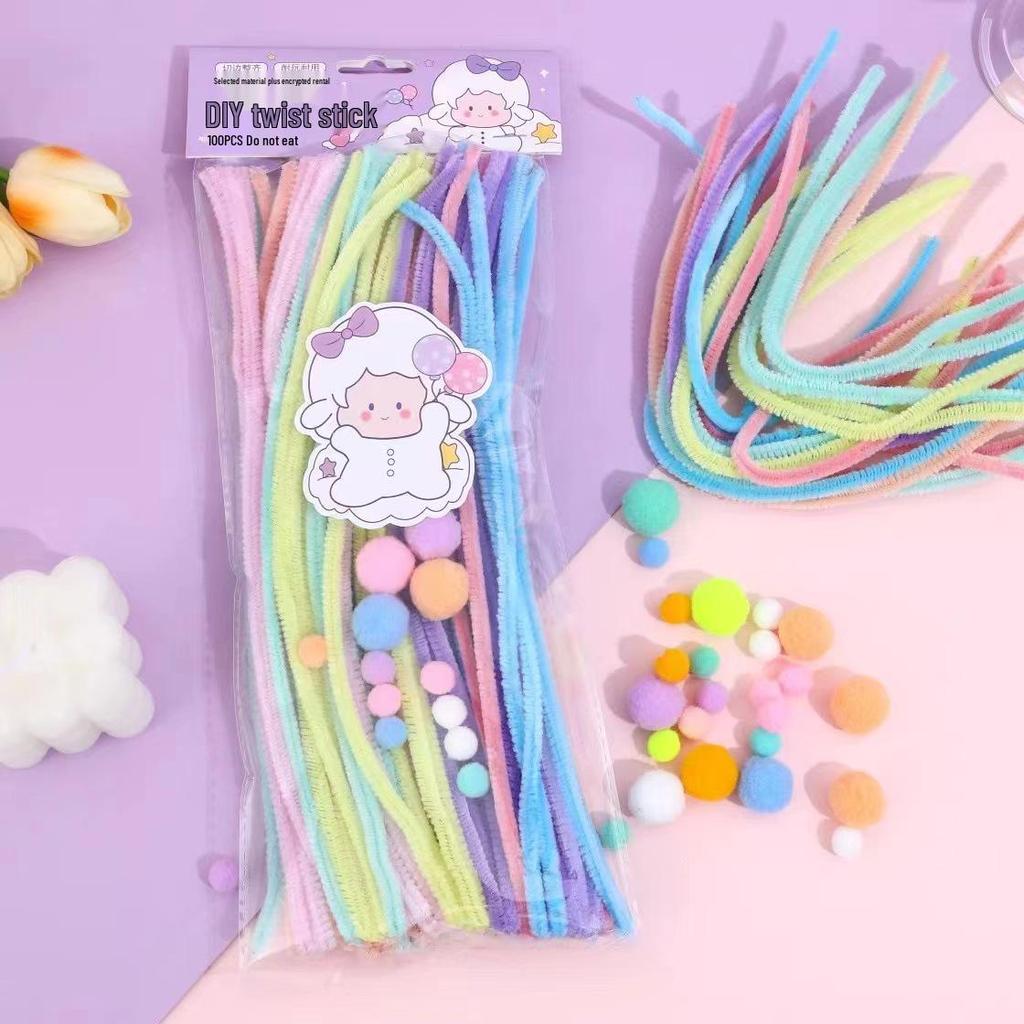 100-Pack Eco-Friendly Glitter Pipe Cleaners - DIY Educational Tinsel Chenille Stems for Kids