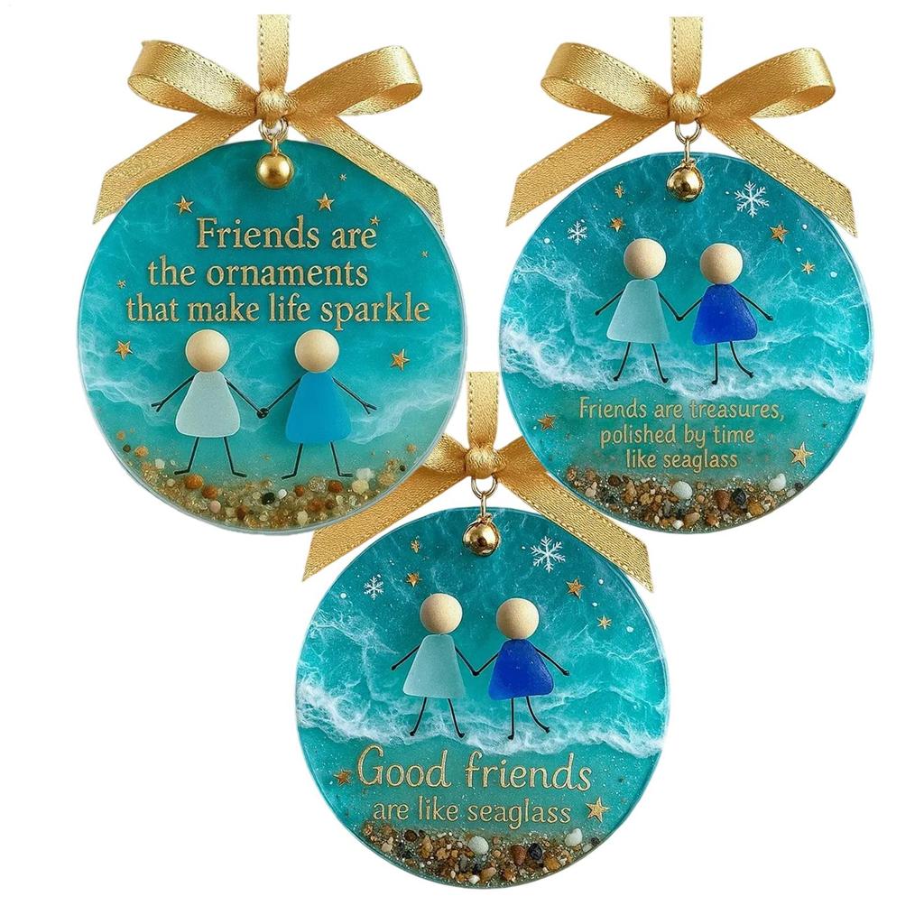 Friendship Ornaments for Women Friends 2D Acrylic Decorative Pendant for Christmas Tree Friend Keepsake Pendant for Colleague