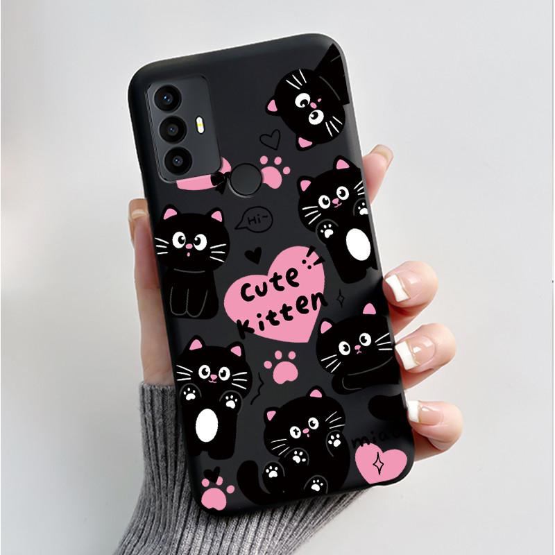 For TCL 30 SE 30E 306 305 Case 6165D 6102H 6102A 6102D Phone Cover Fashion Butterfly Flowers Black Soft Silicone Casing Bumper