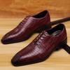 Designer New Men's Pointed Toe Lace Up Wedding Oxford Shoes Male Alligator Pattern Formal Dress Footwear Zapatos Hombre