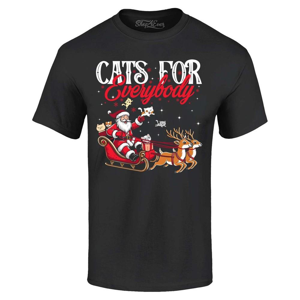 

Cats for Everybody Santa Sleigh T-shirt Funny Cat Christmas Shirt M