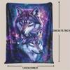 Two Wolves and Floral Patterns Flannel Printed Blanket Suitable for All Seasons Suitable for Living Room Office Sofa and Travel