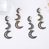 New Exaggerated Personality Shiny Inlay Zircon Hollow Out Moon Splicing Long Dangle Earrings for Women Retro Temperament Jewelry
