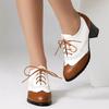 Fashion 2025 New Pump Women Pumps Round Toe Height Heels Platform Brogue Student Carved Retro Lace-Up Classic Spring Silver Black Brown