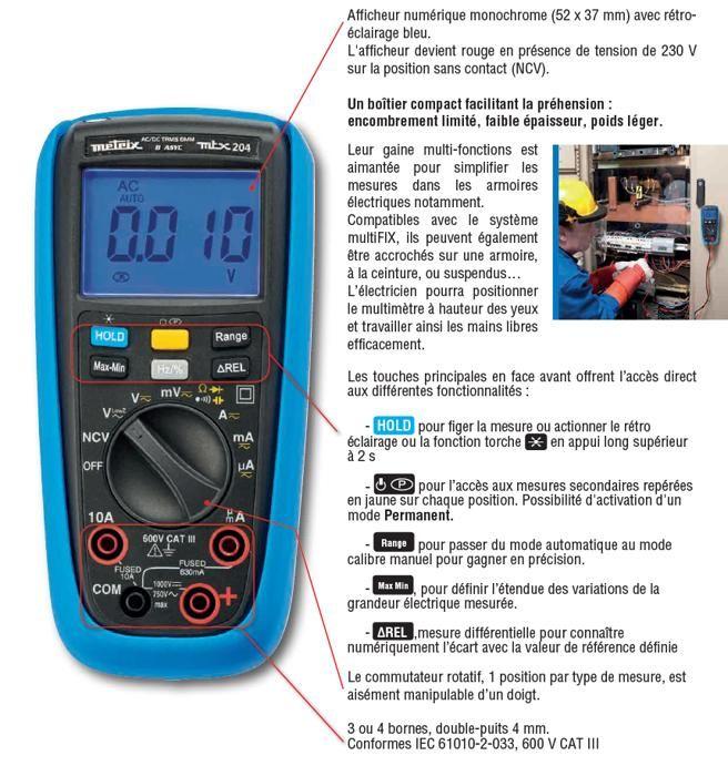 MULTIMÈTRE MTX202 DMM BASIC 4Kpts TRMS AC 65