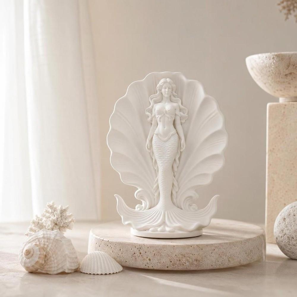 3D Printed Mermaid In Shell Statue Ornaments Desktop Decoration Mermaid Figurine Office