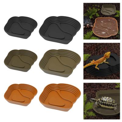 Plastic Reptiles Water Dish Multiple Stage Soaking Basin For Turtles Feeding Bathing Habitat Water Bowl with Ramps