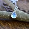 Moonstone Faceted Necklace with Genuine Rainbow Moonstone , Christmas Gift for Her, Delicate Necklace , Silver Moonstone Teardrop Necklace