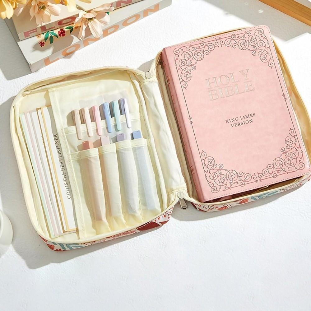 Flora Bible Cover  Case Dustproof Stationery Storage Organizer Book Storage Bag  Study Supplies