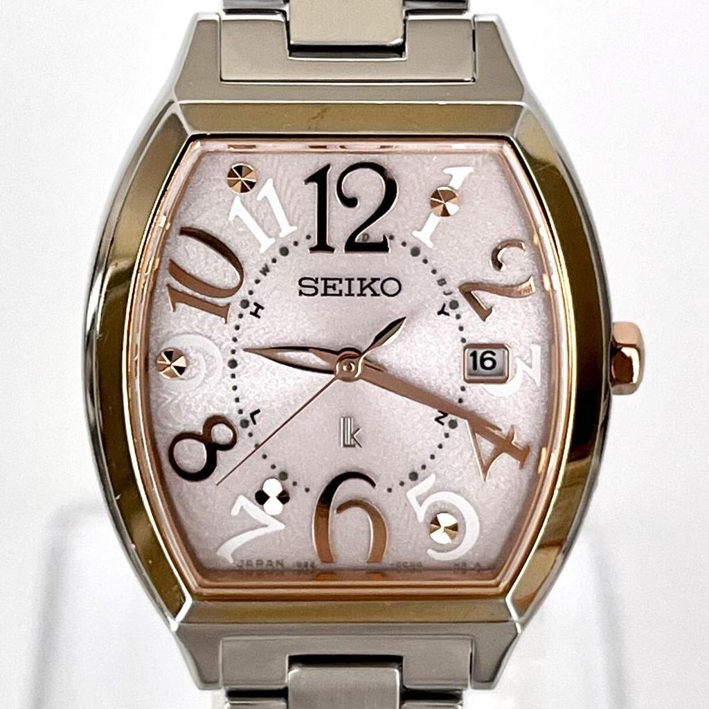 Used [In operation] Polished Seiko SEIKO LUKIA women's watch radio solar good condition pink silver dial gold s2398