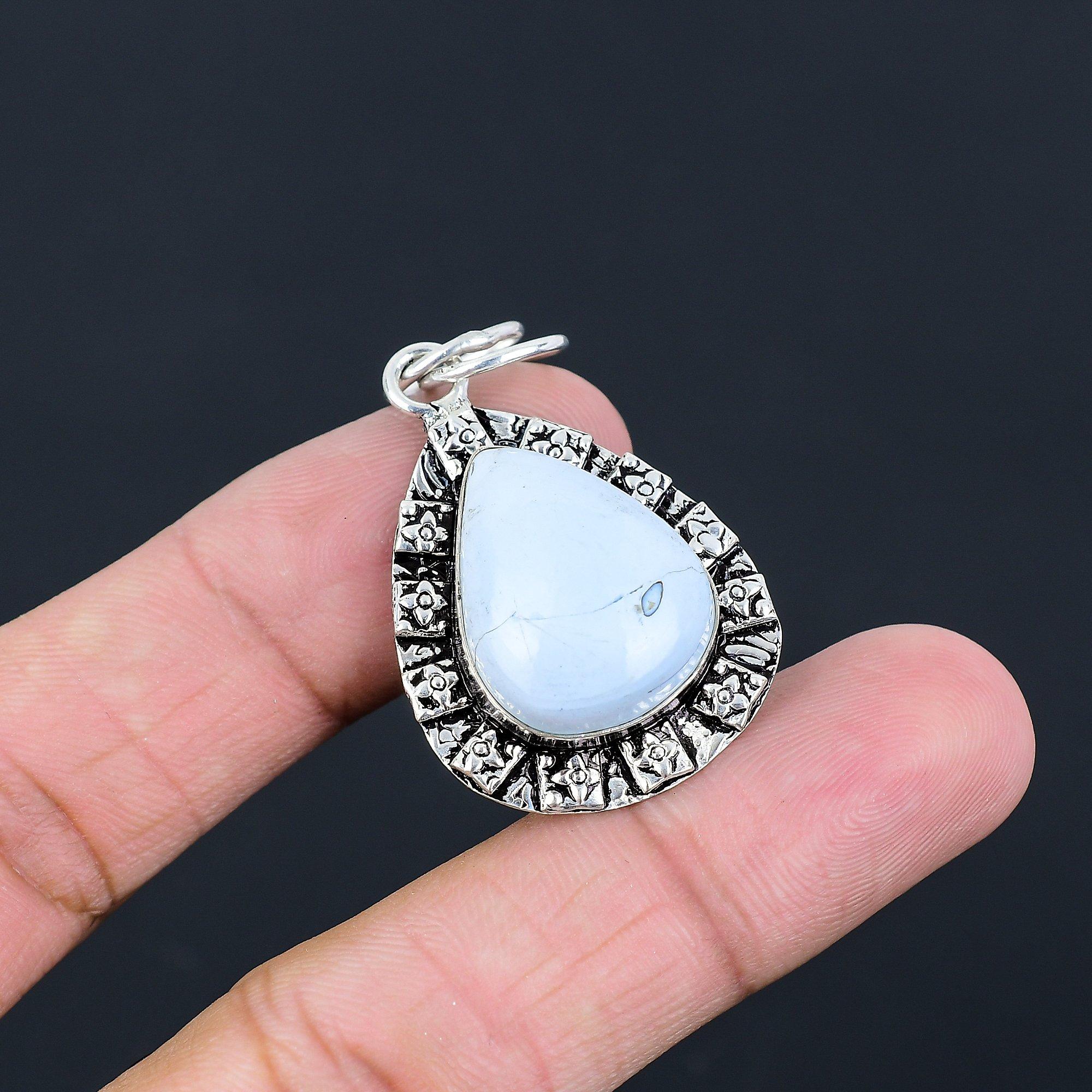 Sterling Silver Pear Natural Owyhee Blue Opal Bezel Artisan Daughter New Pendant