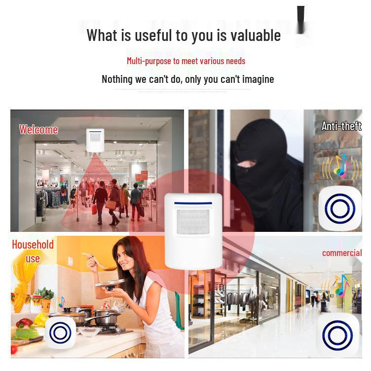 Plug-in Infrared Sensor Doorbell with 38 Melodies and Motion Detection for Home and Commercial Use