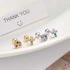 S925 Sterling Silver Asymmetrical Colorful Zircon Cross Screw Earrings for Women Simple Fashionable Earrings