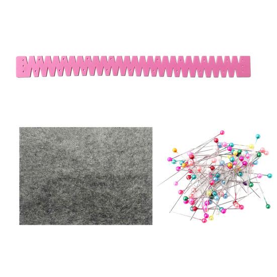 

1 набор силиконовых гибких горячих подгибов с фетровой прокладкой, бисерные иглы, термостойкие подгибы для рубашек, вырезы горловины, изогнутые подгибы, гладильный пресс для горячей подгибки розовый