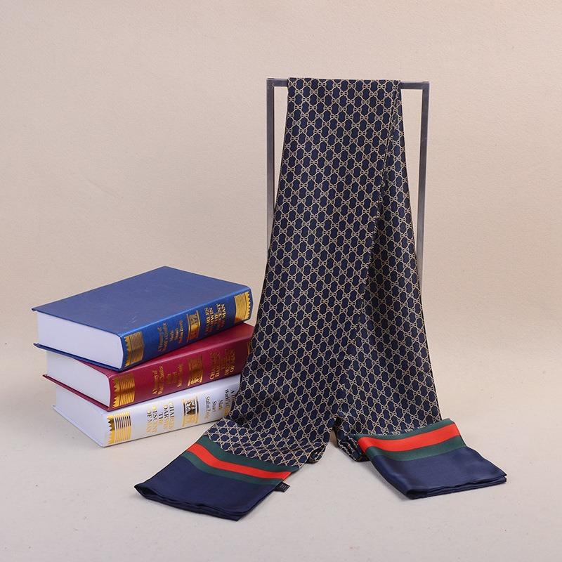 Autumn and winter new silk trend double-sided scarf long business silk scarf men's plaid printing gift