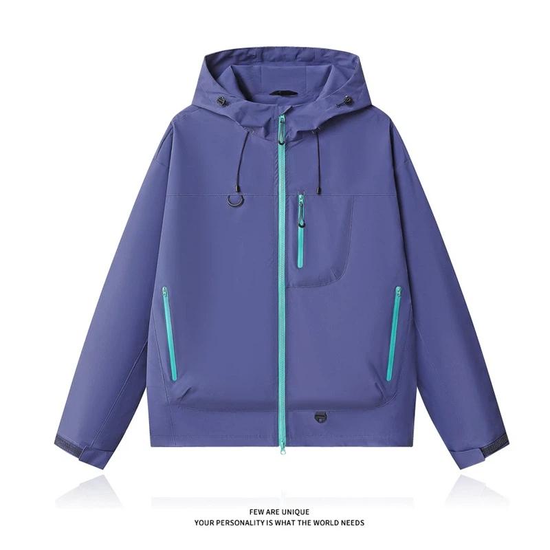 Windproof And Waterproof Hooded Jacket For Both Men And Women Outdoor Hiking Jacket With Multiple Pockets Casual Jacket