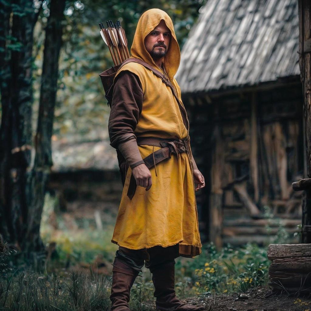 Medieval Men's Hooded Linen Ranger LARP Outerwear