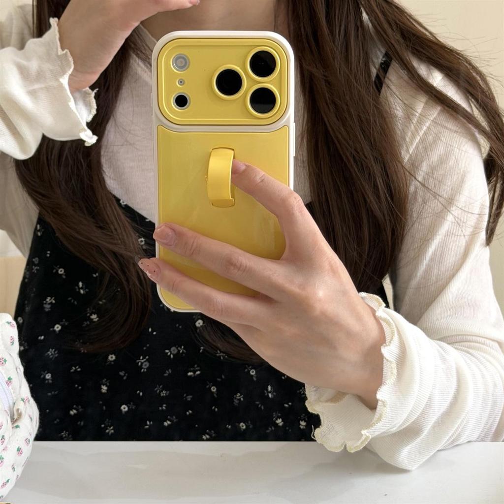 High-Grade Solid Color Ring Holder Phone Case, Compatible with iPhone 14/13 and Apple Promax Models, Drop-Proof Design