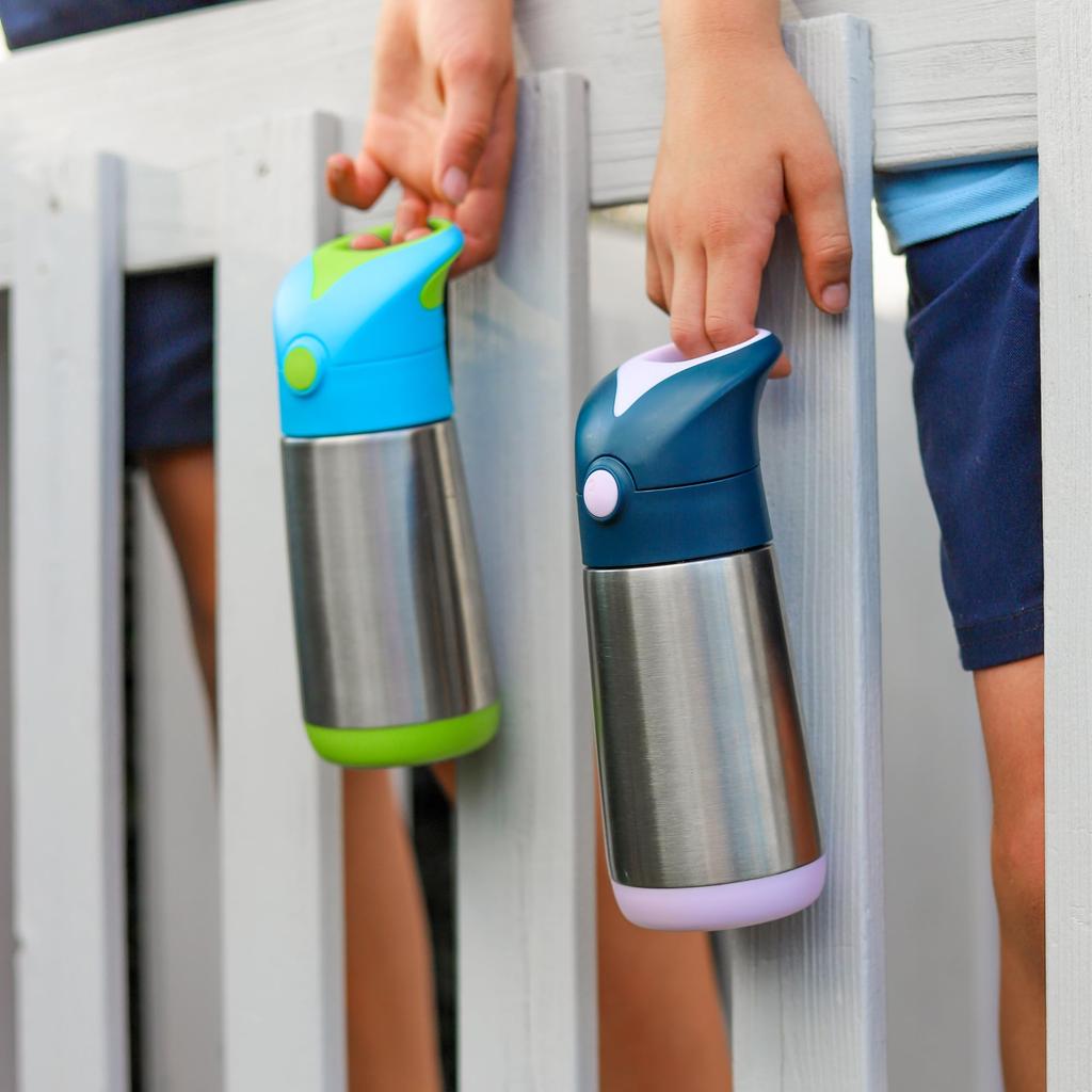 Insulated Drink Bottle with Keeps Drinks Hot or Dishwasher Safe Steel b.box Straw, Cold, One-Push Operation, Top-Rack [Authentic b.box Product]