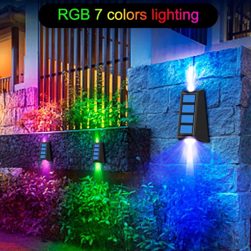 Solar Wall Lights Outdoor Waterproof Up Down Lighting, Dual Color Auto On Off, Decorative Solar Lamp for Fence Patio Yard Garden Home Wall Decor