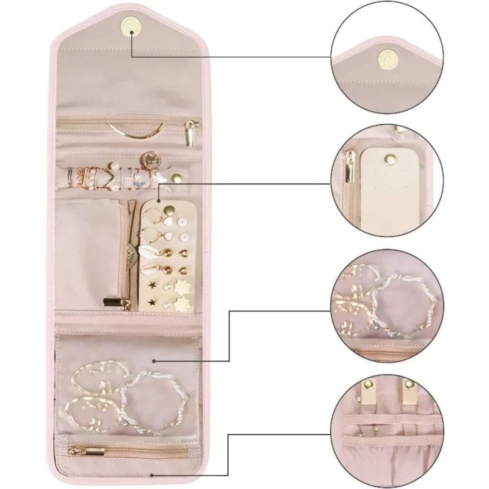 Large Capacity Foldable Jewelry Organizer Cotton Jewelry Display Organizers Cosmetic Storage