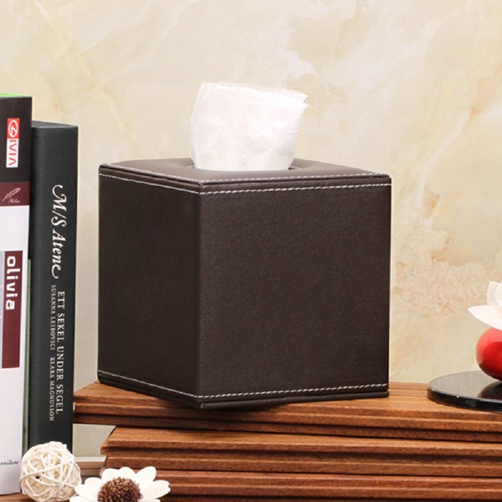 Kreative Desktop-Rollpapierbox, Taschentuchetui aus PU-Leder, Serviettenwürfelhalter, Pumptablett für die Küche, Aufbewahrungsbox im europäischen Stil