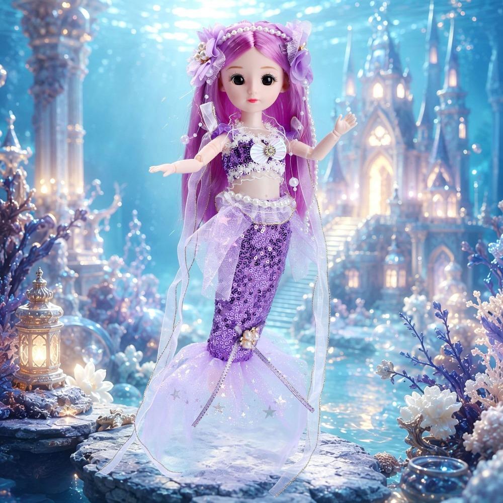 Sequined Mermaid Princess Toy Multi Joints Movable Mermaid Interactive Toys Mermaid Doll Kids Toy