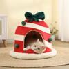 Christmas Cat Beds Closed Puppy House Winter Warm Pet Dog Sleeping Nest Large Space Bed for Small Dogs Cat Rabbit Holiday Gift