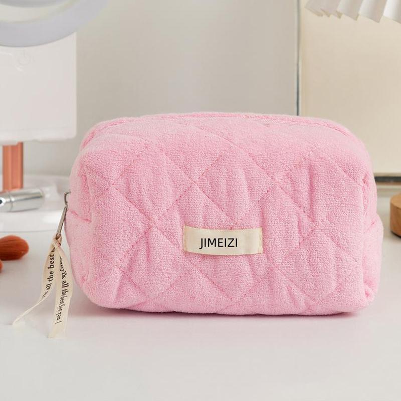 

Милая плюшевая косметичка с ромбовидным узором для девочки, пенал, большая вместимость, портативная сумка для хранения, косметичка, студенческий канцелярский подарок розовый