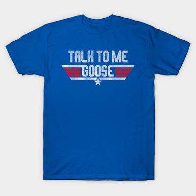 Asian Size Men Print T-shirt Talk To Me Goose No-Cut Heat Transfer Print Cotton Tshirt