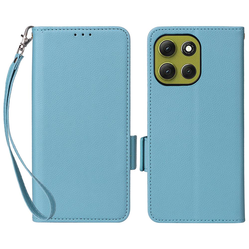 For Motorola Moto G86 5G Case with Wrist Strap Litchi Texture PU Leather Wallet Phone Cover