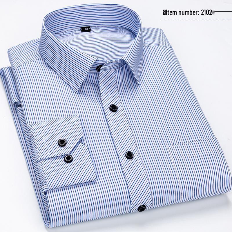 Men's Business Casual Striped Long-Sleeve Shirt - Simple and Fashionable