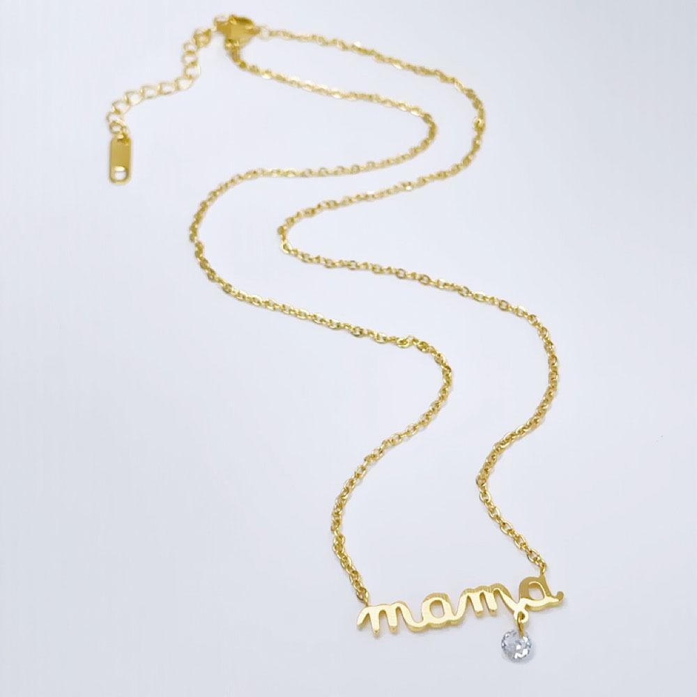 Fashion Design Mama Letter Hanging Diamond Necklace Female Personality Temperament Titanium Steel Clavicle Chain Versatile