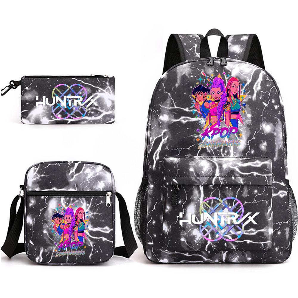3Pcs/set Anime Printed Backpack with Shoulder Bag Pencil Case for Teenager Student Boy Girl School Bag Large Capacity Waterproof Bookbag Kid Gift