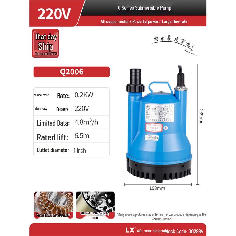 

Lingxiao Corrosion-Resistant Automatic Submersible Pump with Float Ball for Fish Ponds and Pools.