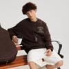 Li-Ning Weekend Youth Letter Print Round Neck Pullover Sweatshirt Unisex Sweatshirt Charcoal-Brown AWDU797-4