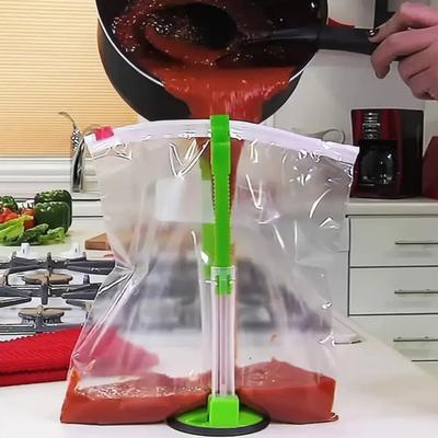 Yousheng Verstellbarer Beutelhalter Ständer Kunststoff Gefrierbeutelhalter Erweiterbarer Gefrierorganisator für Batch-Kochen und Essensplanung